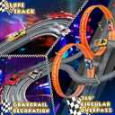 Slot Car Race Track Sets,2 in 1 Race Car Track with 4 High-Speed Slot CarsGift Toy for Boys Kids Ages 5 6 7 8-12,Dual Power (Source) Cars Track,Dual Racing Game Lap Counter Circular Overpass Track, 0.2 inches