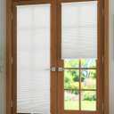 No Drill Cellular Shades for French Doors, Cordless Light Filtering Honeycomb Shades for Patio Door Privacy, Install with Adhesive Foam Tape OR Drillable Mount, 1 Pack, 27" W x 78" H, White