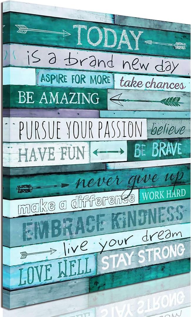 aburaeart Inspirational Wall-Art - Quotes Office Teal Decor For Bedroom - Word Artwork For Home Walls Size 12x16