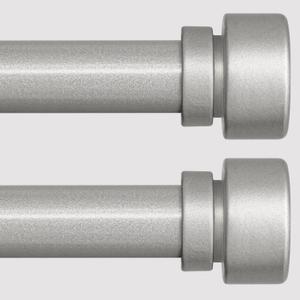 Lootkell 2 Pack Modern Silver Curtain Rods Set for Windows 28 to 48 Inches Adjustable Length Heavy Duty 1" Diameter Window Curtain Rod with Decorative Finials for Outdoor Bedroom Kitchen Living Room