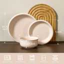 GZG Vintage Series Ceramic Dinnerware Set for 8, 24 Pieces, Cream White | Stoneware Plates and Bowls Set, Lead-Free, Handcrafted Dishes Set, Microwave & Dishwasher Safe