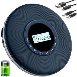 Portable CD Player, Disman CD Player for Car, Battery Powered Personal CD Music Player with Headphones Jack, Built-in 1000mAh Battery, Aux-Out Cable/TF Slot, LCD Display, Anti-Skip for Home