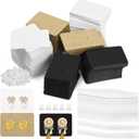 Swpeet 800Pcs Earring Hanging Cards Kit: 300Pcs 3 Styles 1" x 1.4" Earring Holders, 200Pcs Silicone Ear Backs, 300Pcs Clear Self-Adhesive Bags