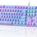 AULA Keyboard, F2088 Pro 108 Keys Purple Mechanical Red Switches Keyboard with RGB Rainbow Backlit, Removable Upper Cover,Aesthetic Media Control Knob Programmable USB Wired Keyboards for MAC PC Gamer