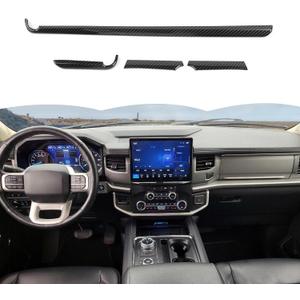 RT-TCZ Center Console Dashboard Strip Cover Trim Decoration Interior Accessories for Ford Expedition 2022 2023 2024,Black Carbon Fiber