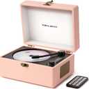 CD Player Portable for Home with Upgraded Speakers Bluetooth in/Out Rechargeable Desktop CD Player with LED Screen Boombox Music Player Peach Pink