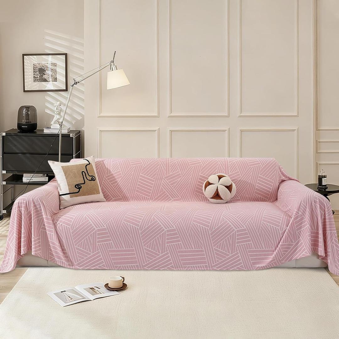 CYCMACO Couch Cover for Dogs, Pet Couch Covers for Sofa, Washable Couch Covers for 2 Cushion Couch, Sofa Couch Protector for Dogs, Sofa Slipcovers for Living Room, 78"x118", Pink-JC