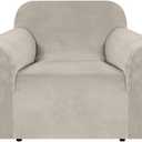 H.VERSAILTEX Stretch Velvet Armchair Cover Couch Covers 1 Cushion Chair Slipcover for Living Room Furniture Cover Crafted from Thick Comfy Rich Velour (Chair 31"-49", French Oak)