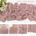 10 Pack Dusty Pink Cheesecloth Table Runner 6FT Boho Gauze Fabric Table Runner Vintage Rustic Sheer Runners for Wedding Party Bridal Baby Shower Long Table Decorations
