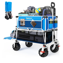 400L Collapsible Double Decker Beach Wagon with Brakes, Folding Beach Cart with 54" Extra Long Decker, 450LBS Heavy Duty Wagon Chart with All-Terrain Big Wheels for Sand Camping Garden