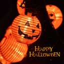 Halloween Lantern String Lights, 8.5Ft Pumpkin Lights with 10 Nylon Pumpkin,Jack O Lantern Decor Lights for Indoor Outdoor Halloween Party Patio Decor