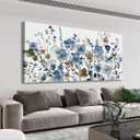 LUEAXRG Floral Wall Art - Abstract Flowers Canvas Pictures for Living Room Wall Decor, Indigo Brown Botanical Prints Modern Nature Painting Artwork for Bedroom Kitchen Office Decor 29" x 58"