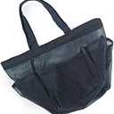 OVISEEN Portable Shower Caddy Basket, Mesh Hanging Shower Tote Bag with 8 Pockets Bathroom Caddy Organizer for College Dorm Camp Gym Swim Outdoor (Black)