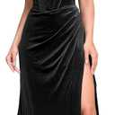 Velvet Long Prom Dresses with Slit 2026 Off Shoulder Mermaid Bridesmaid Dress for Women Wedding Guest Gown, Size 4