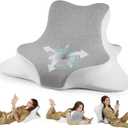 Reading Pillow for Bed, Lying, Leaning and Prone, Ergonomic Memory Foam Bed Wedge Pillow for Headboard, Chin & Back Support Pillows on Bedrest Couch Floor- White