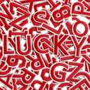 72Pcs Iron on Letters and Numbers Patches, Letter Patches Alphabet Embroidered Patch A-Z, Numbers 0-9 Applique for Clothes, Hat, Socks, Jeans, Jerseys, DIY Accessories - Red