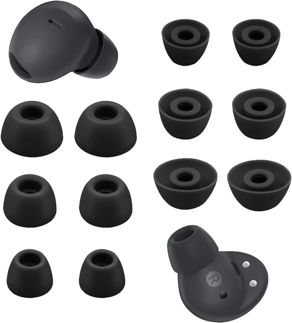 Ear Tips for Samsung Galaxy Buds 2 Pro, 6 Pairs Silicone Replacement Earbud Tips S/M/L, Earbuds Ear Tips Buds Set (Black)