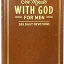 One Minute with God for Men 2026 Daily Devotional and Prayer Journal, 365 Day Bible Reading Plan, Brown Faux Leather Christian Notebook, Compact Gift for Men