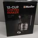Mueller 12-Cup Drip Coffee Maker - Borosilicate Carafe, Auto-Off, Reusable Filter, Anti-Drip, Keep-Warm Function, Clear Water Level Window Coffee Machine, Kitchen Essentials & Accessories (Black)