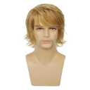 Mens Blonde Wig Short Layered Natural Fluffy Wig Synthetic Heat Resistant Halloween Cosplay Hair Wig