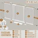 Fairy Baby Extra Wide Baby Gate for Doorways Auto Close Safety Gates for Bedroom, Fits 57.5 Inch to 62 Inch with Pressure Mounted Extention Kit,  57.5-62 Inch (Pack of 1), White