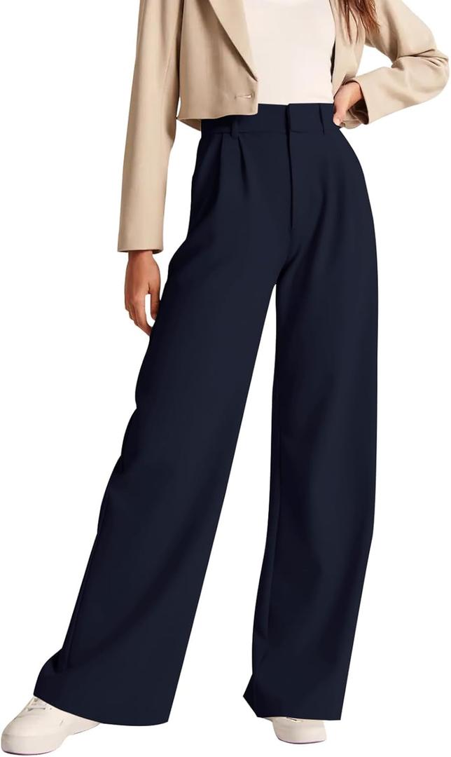 NIMIN High Waisted Work Pants for Women Business Casual Outfits 2026 Office Dress Pants Trousers with Pockets (Medium, Navy Blue)