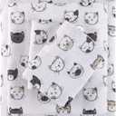 Intelligent Design Cozy Soft 100% Cotton Flannel Print Animals Stars Cute Warm, Ultra Soft Cold Weather Sheet Set Bedding, Twin, Grey/Pink Cats 3 Piece