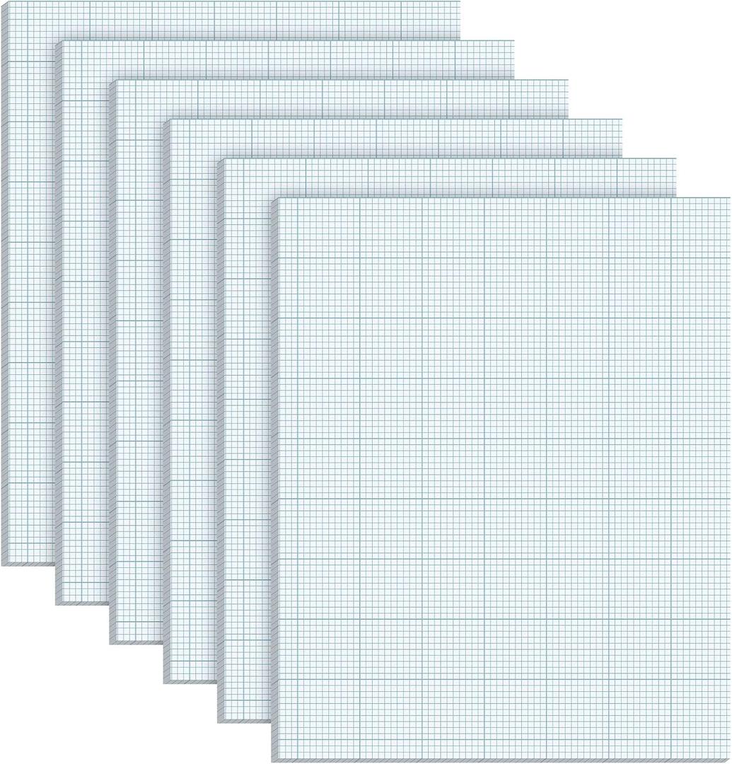 Ctosree 6 Pack 8.5" x 11"Graph Paper Pads, 10x10 Quad Ruled, 50 Sheets/100 Pages graph paper for Engineer Architect Designer Mathematician Draftsman (Blue)