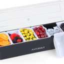 Ice Cooled Condiment Serving Container, Veggie & Condiment Caddy with Lid, Large 6 Removable Compartment Chilled Garnish Tray Bar Caddy for Bartending & Serving Taco,Salad,Fruit