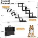 Extra Wide 5 Steps Dog Stairs for Large Dogs, Foldable DogRamp for Car with Non-Slip Surface, Pet Stairs DogStairs for car, Dog Steps for Cars, SUV, High Beds, Truck, Supports up to 250 lbs