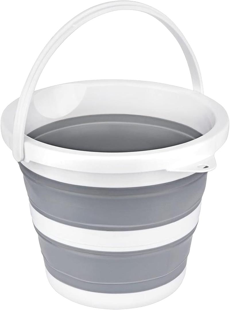 Collapsible Bucket 5L 1.3Gallon Small Cleaning Bucket Mop Buckets for Household Outdoor Car Washing Tub Plastic Foldable Portable Camping Beach Sand Water Pot Pail Space Saving Round