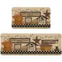 Xspatroias Farmhouse Rustic Kitchen Mats Set of 2 Non Slip Western Star Kitchen Rugs for Floor Farmhouse Low-Profile Washable Home Decor Kitchen Mat 17x47 Inch and 17x29 Inch