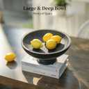 2 x Hanobe Decorative Wood Bowl for Centerpiece: Wooden Black Pedestal Bowl Decor for Entry Way Table - Large Coffee Table Decor Dough Bowl for Fruit,Keys