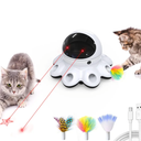 ORSDA Cat Laser Toy, 2-in-1 Interactive Automatic Motion Activated Moving 8 Holes Whack A Mole Feather, USB Rechargeable Electronic Smart Sensor Kitten Toys for Indoor Exercise