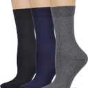 COTTON DAY Women's Soft Combed Cotton Dress Socks Seamless Toe Black White Gray Navy Blue Brown Beige Medium-Large