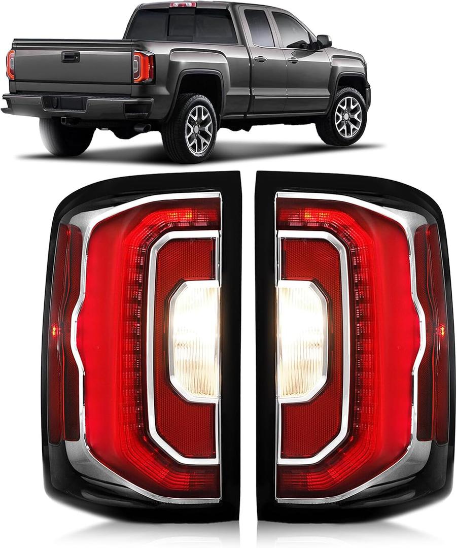 Pair Led Tail Lights Compatible with 2016 2017 2018 GMC Sierra 1500 Denali SLT Taillight Rear Brake Reversing Lamp Assemblies Replace OEM#84365931 84365930 (1 Pair)