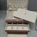RWCCCRWS Piece of High-capacity Three-layer Jewelry Box Drawer Jewelry Box Storage Earrings Necklace Ring, Pink