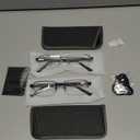 Missfive 2-Pack Mens Premium Bifocal Reading Glasses Blue Light Blocking, Computer Readers Metal Frame with No Broken Spring Hinge, Far/Near Dual-use Eyeglasses 1 Blue & 1 Silver, 2.0x