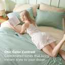 Bedsure Queen Comforter Set - 7 Pieces Sage Green Queen Bedding Set for All Seasons, Boho Contrasting Design Bed in a Bag with Comforter, Sheets, Pillowcases & Shams