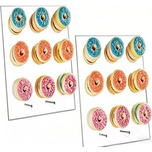 HAKZEON Pack of 2 Acrylic Donut Wall Display Stand, Square Clear Donut Stands for Birthday Party, Wedding, Holiday Gathering Party, Sweets Tables, 9.8 x 11.8 Inch