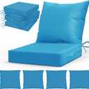 LAGRATY Outdoor Chair Cushions for Patio Furniture24" x 24" Deep Seat Cushions with Backrest for Couch Sofa Chair - Waterproof Fade-Resistant Patio Cushion (Set of 4,Bright Blue)