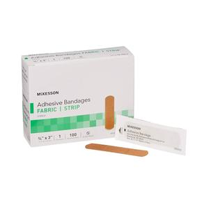 McKesson Adhesive Bandages, Sterile, Fabric Strip, 3/4 in x 3 in, 100 Count, 2 Pack