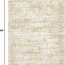 Soalmost 5x7 Area Rugs Beige Low Pile Indoor Washable Trendy Faded Style Rugs for Bedroom Living Room Dining Room Foldable Non-Slip Thin Print Home Office Mat