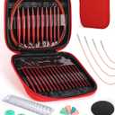 Interchangeable Knitting Needle Set with Circular Cable for Crafters, 13 Circular Knitting Needles with 4 Cable, 3-10 mm Aluminum Knitting Needles for Beginner, DIY Crafts, Red Needle Set