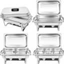 Chafing Dishes for Buffet [Set of 2/4] Stainless Steel Food Warmers for Parties 9QT Chafers and Buffet Warmers Sets Commercial Catering Chafers for Event Party (4 Pack with 7 food trays)