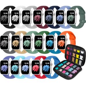 18 Pack Sport Band Compatible with Apple Watch Bands 40mm 41mm 38mm 46mm 45mm 44mm 42mm 49mm for Women Men, Silicone Band with Organizer for iWatch Ultra Series 11 10 9 8 7 6 5 4 3 2 SE/SE 3nd
