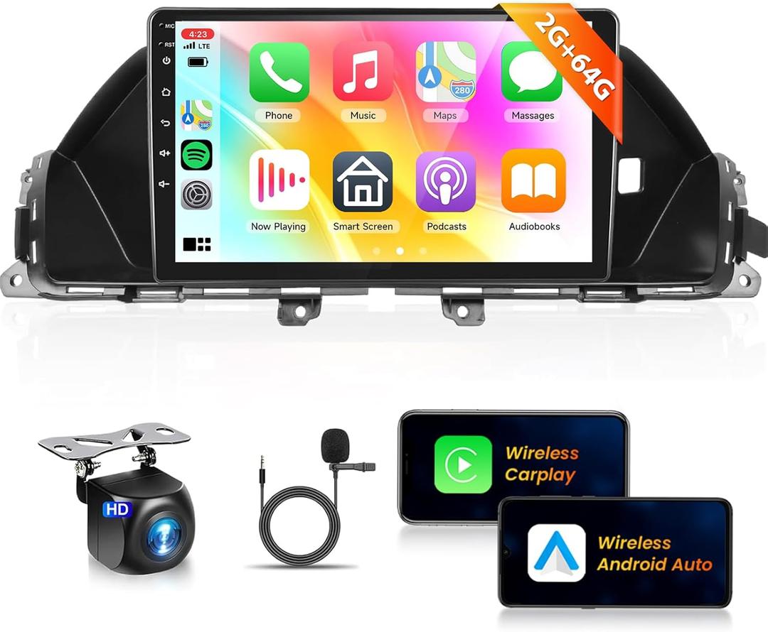 HiFi 16EQ 9" Wireless Carplay Car Stereo for Honda Odyssey 2010-2017 Radio,2G+64G Android Head Unit,GPS, WiFi, 5.0 Bluetooth,FM/RDS,Android Auto,Mirror Link,AHD Rear View Camera