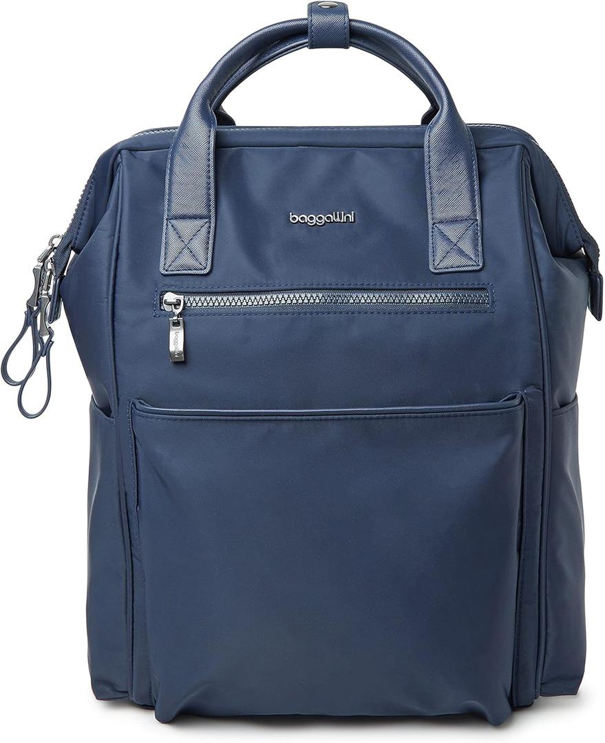 Baggallini Soho Backpack - Travel Laptop Backpack for Women - Lightweight Water-Resistant Luggage Bag, French Navy (One Size)