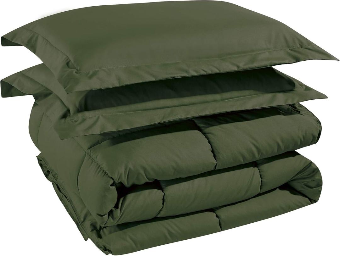 Chezmoi Collection 3-Piece Down Alternative Comforter Set (Oversized King, Cypress Green)