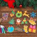 2 x 60pcs DIY Wooden Christmas Ornaments, Unfinished Wood Xmas Decorations Paintable Christmas Tree Ornaments for Christmas DIY Crafts